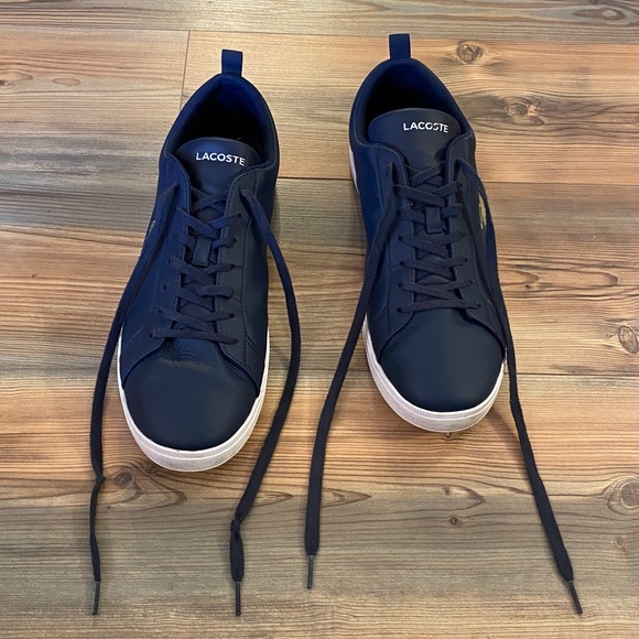 Lacoste Leather Sneakers in navy & white Size 12 - Picture 8 of 12